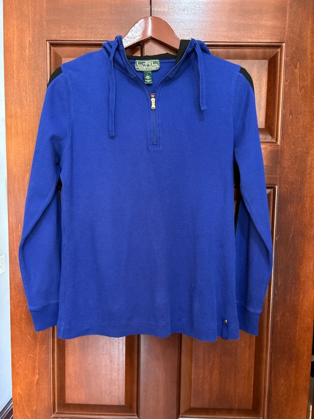 Women’s Lauren Ralph Lauren L-RL Active Waffle Knit 1/4 Zip Hoodie Size Large